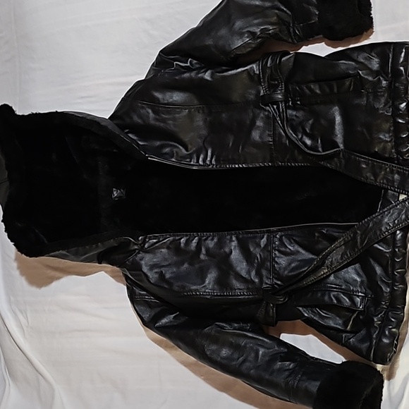 Women's Black Leather Jacket with Hood by Wilsons Leather - Picture 1 of 15